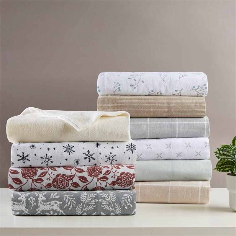 Olliix True North by Sleep Philosophy Cozy Flannel Cal King Sheet Set in Sage