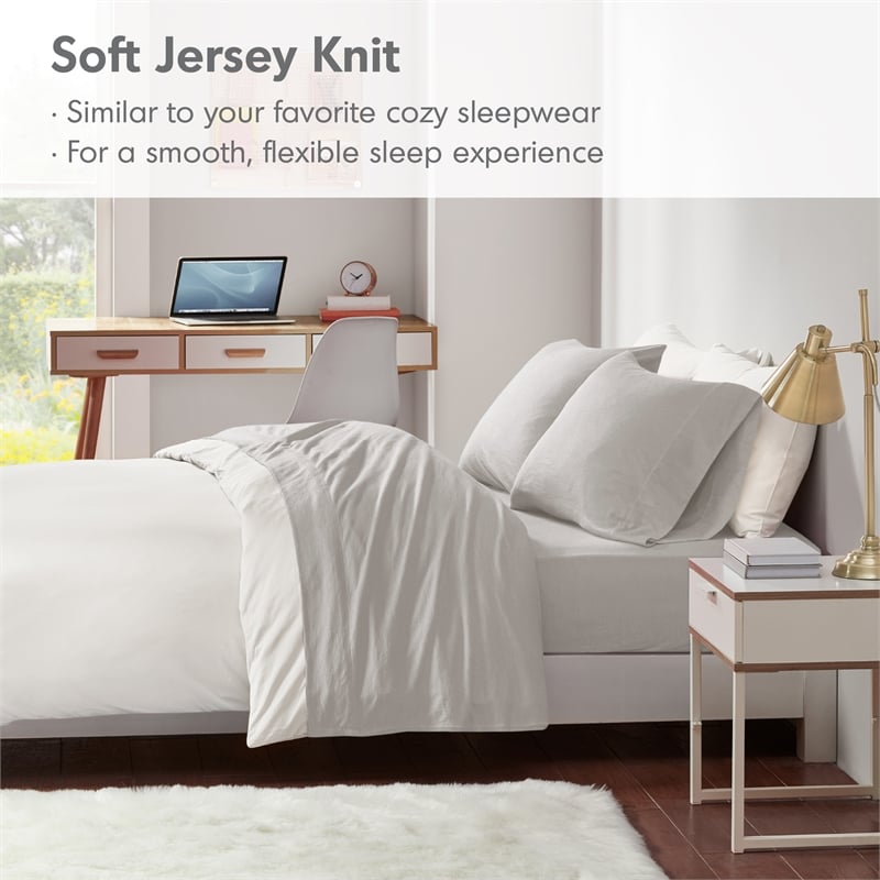Olliix Intelligent Design Blend Jersey Knit Twin XL Sheet Set in Grey