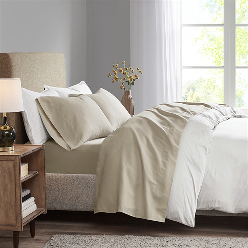 Olliix Madison Park 3M Microcell Queen Sheet Set Polyester in Khaki