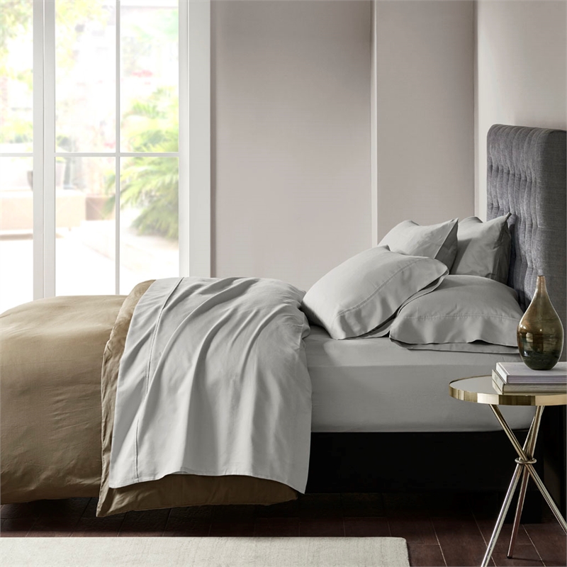 Olliix Madison Park 800 Thread Count Split King Sheet Set Cotton in Grey