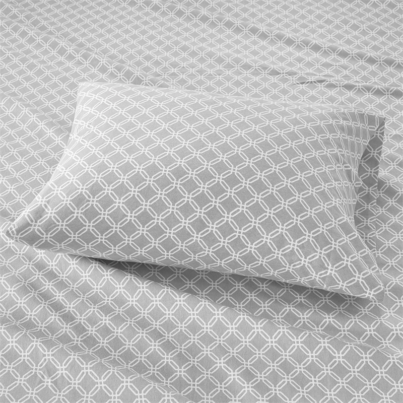Olliix True North by Sleep Philosophy Cozy Flannel Queen Sheet Set in Grey Geo
