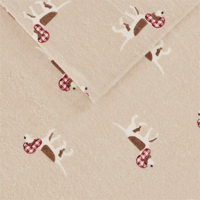Olliix Woolrich Cotton Flannel Cal King Sheet Set Cotton in Tan Dog