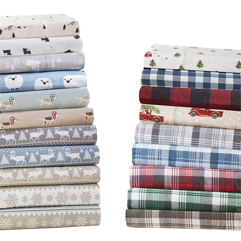 Olliix Woolrich Cotton Flannel Cal King Sheet Set Cotton in Tan Cars