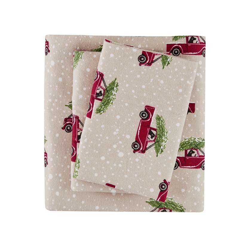 Olliix Woolrich Cotton Flannel Cal King Sheet Set Cotton in Tan Cars