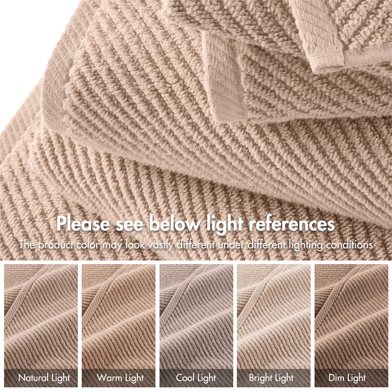 Olliix Madison Park Diagonal Ribbed 4-Piece Bath Towel Cotton in Beige