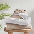 Olliix Madison Park Diagonal Ribbed 4-Piece Bath Towel Cotton in Beige