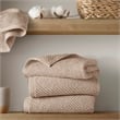 Olliix Madison Park Diagonal Ribbed 4-Piece Bath Towel Cotton in Beige