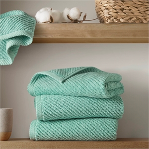 Olliix Madison Park Diagonal Ribbed 4-Piece Bath Towel Cotton in Turquoise