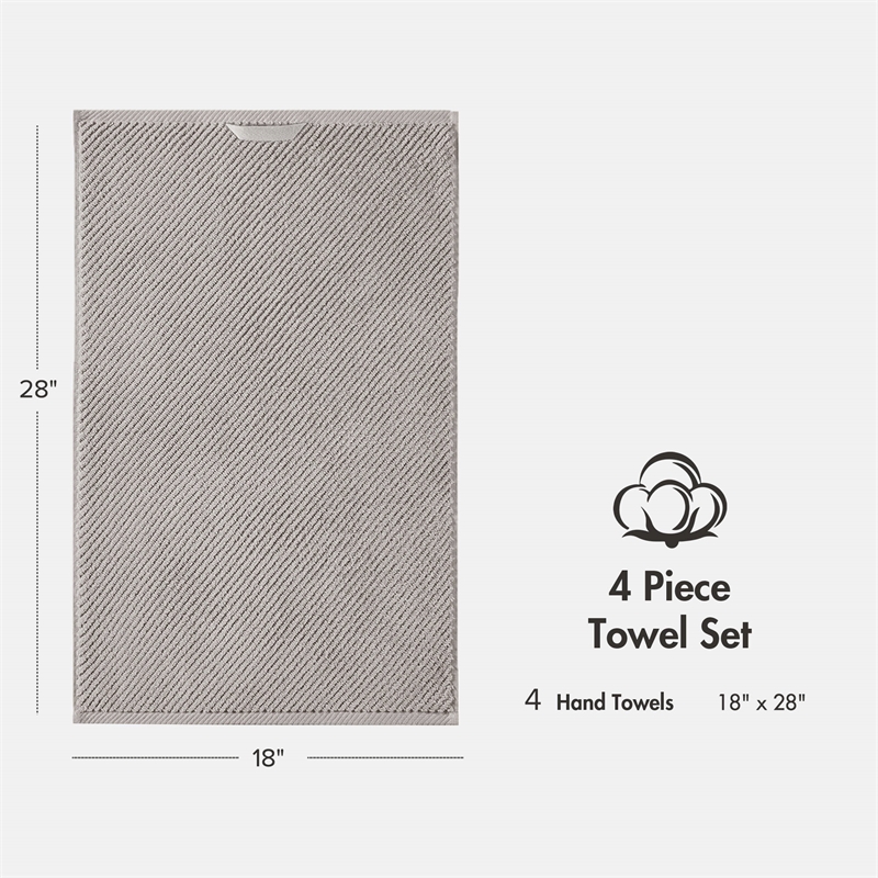 Olliix Madison Park Diagonal Ribbed 4-Piece Bath Towel Cotton in Grey