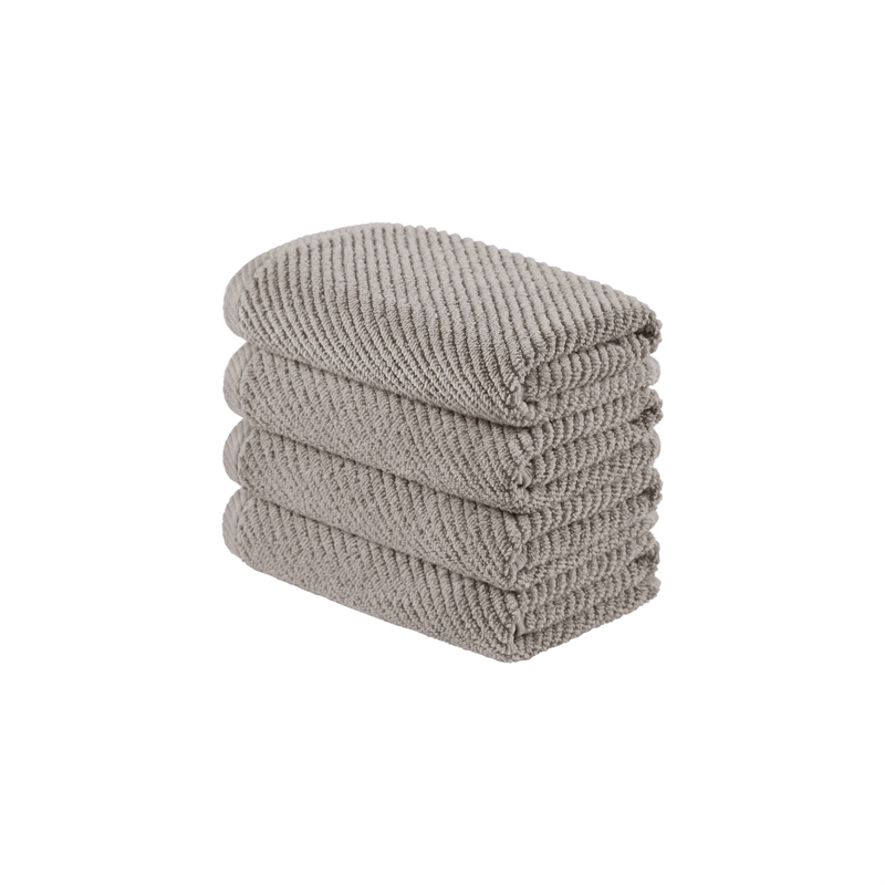 Olliix Madison Park Diagonal Ribbed 4-Piece Bath Towel Cotton in Grey