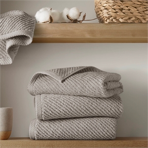 Olliix Madison Park Diagonal Ribbed 4-Piece Bath Towel Cotton in Grey