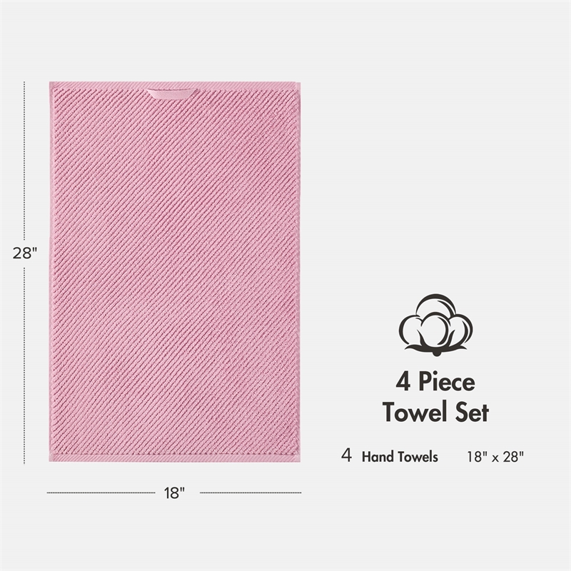 Olliix Madison Park Diagonal Ribbed 4-Piece Bath Towel Cotton in Pink