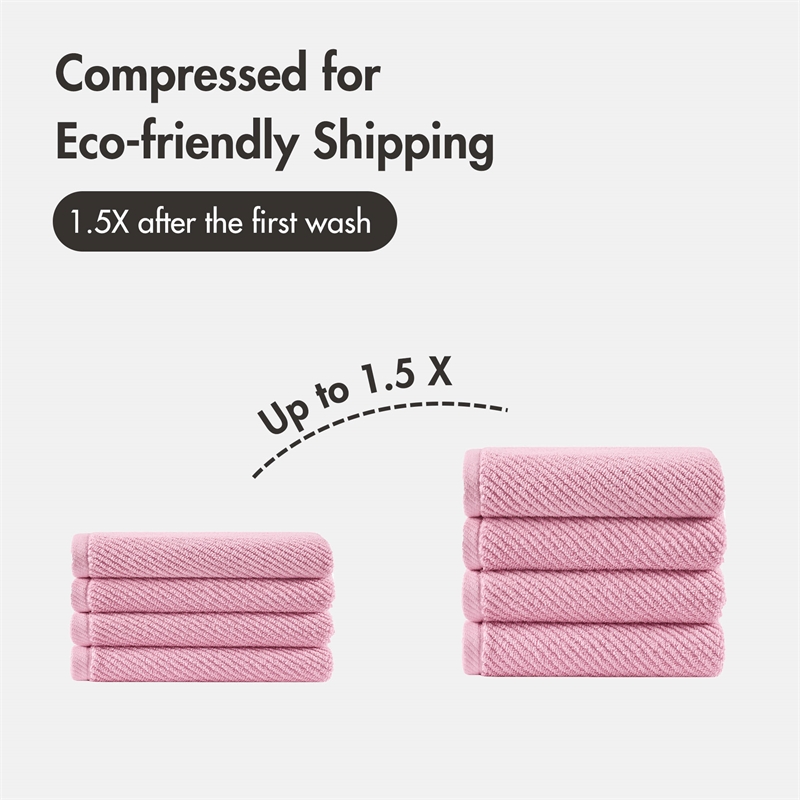 Olliix Madison Park Diagonal Ribbed 4-Piece Bath Towel Cotton in Pink