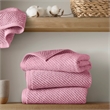 Olliix Madison Park Diagonal Ribbed 4-Piece Bath Towel Cotton in Pink