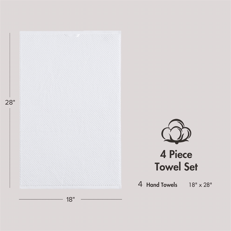 Olliix Madison Park Diagonal Ribbed 4-Piece Bath Towel Cotton in White