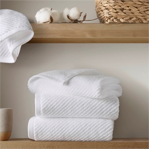Olliix Madison Park Diagonal Ribbed 4-Piece Bath Towel Cotton in White