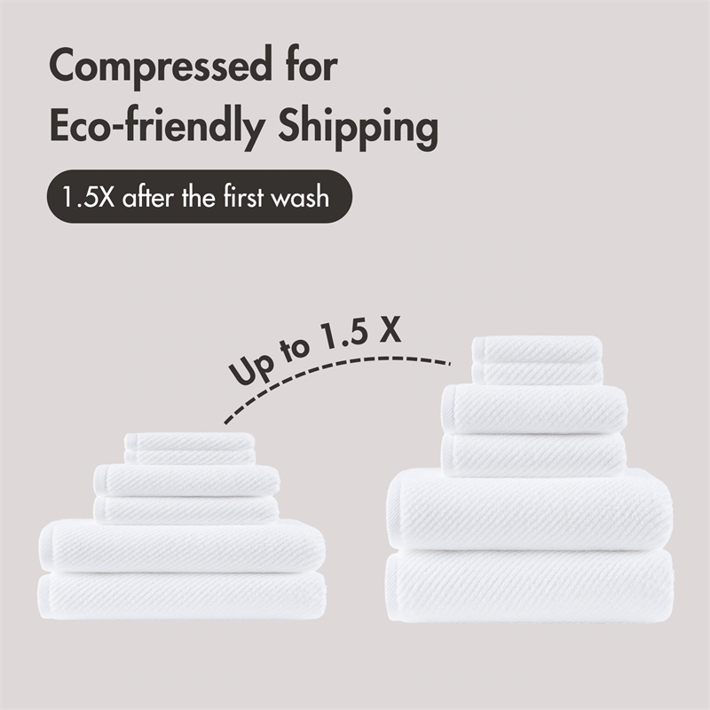 Olliix Madison Park Diagonal Ribbed 6-Piece Bath Towel Cotton in White