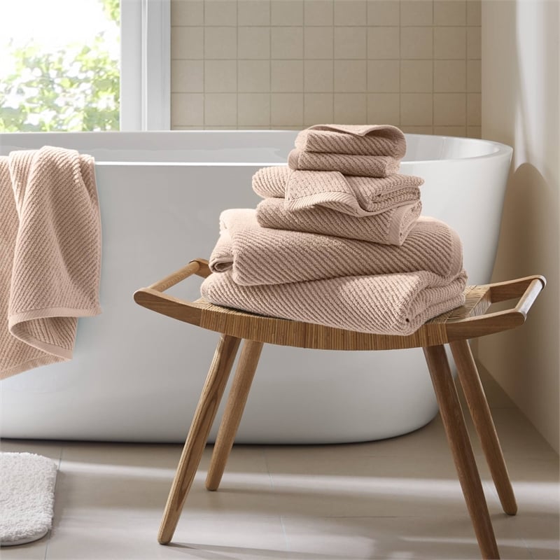 Olliix Madison Park Diagonal Ribbed 6-Piece Bath Towel Cotton in Beige