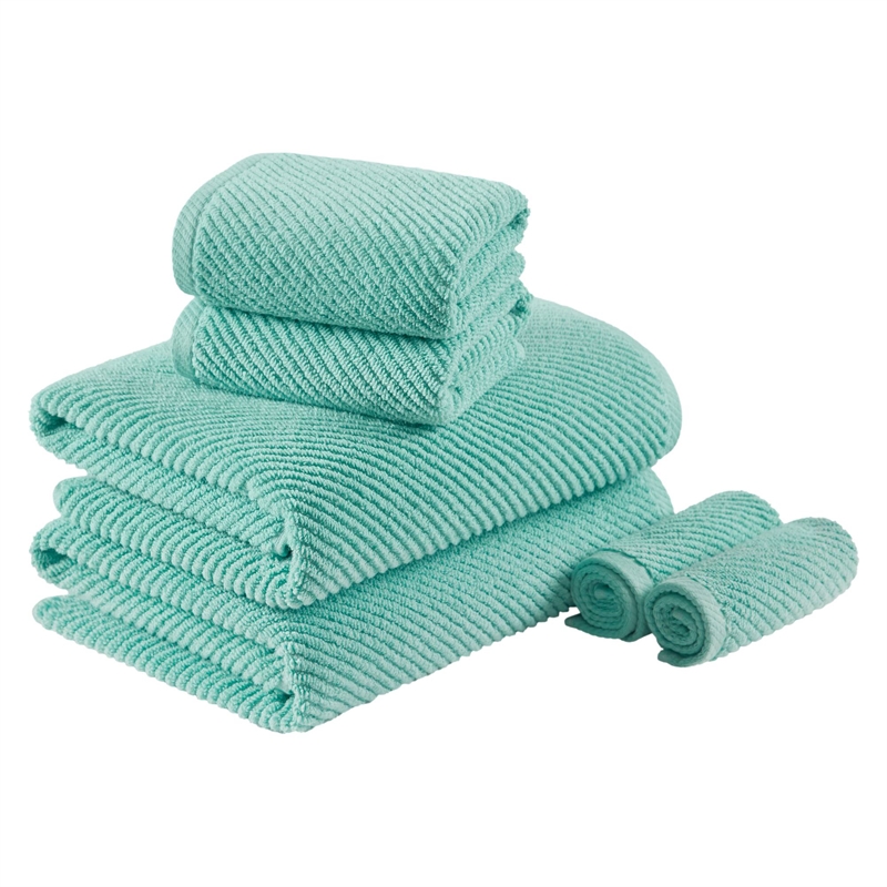 Olliix Madison Park Diagonal Ribbed 6-Piece Bath Towel Cotton in Turquoise