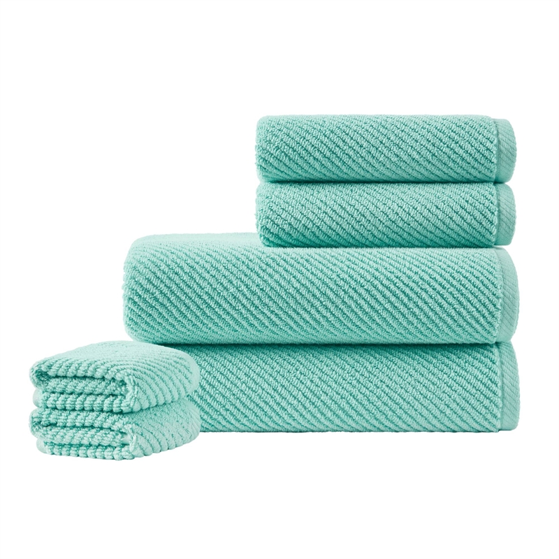 Olliix Madison Park Diagonal Ribbed 6-Piece Bath Towel Cotton in Turquoise