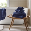 Olliix Madison Park Diagonal Ribbed 6-Piece Bath Towel Cotton in Navy