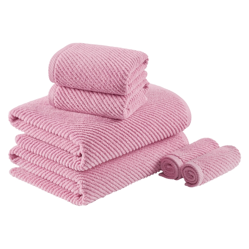 Olliix Madison Park Diagonal Ribbed 6-Piece Bath Towel Cotton in Pink