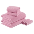 Olliix Madison Park Diagonal Ribbed 6-Piece Bath Towel Cotton in Pink