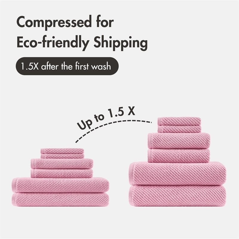 Olliix Madison Park Diagonal Ribbed 6-Piece Bath Towel Cotton in Pink