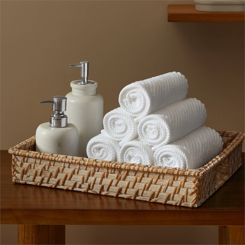 Olliix Madison Park Diagonal Ribbed 6-Piece Bath Towel Cotton in White