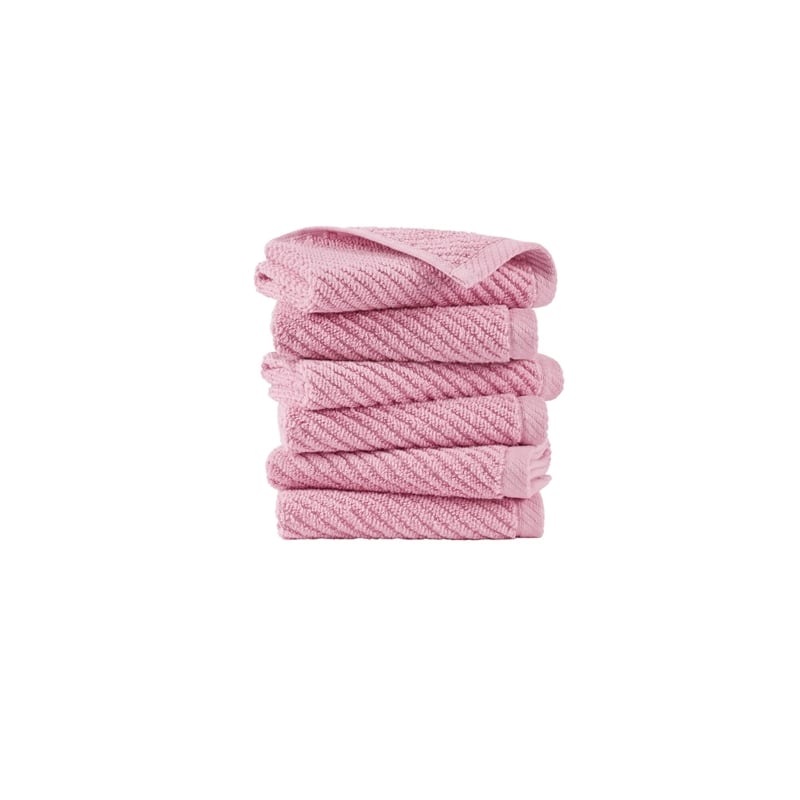 Olliix Madison Park Diagonal Ribbed 6-Piece Bath Towel Cotton in Pink