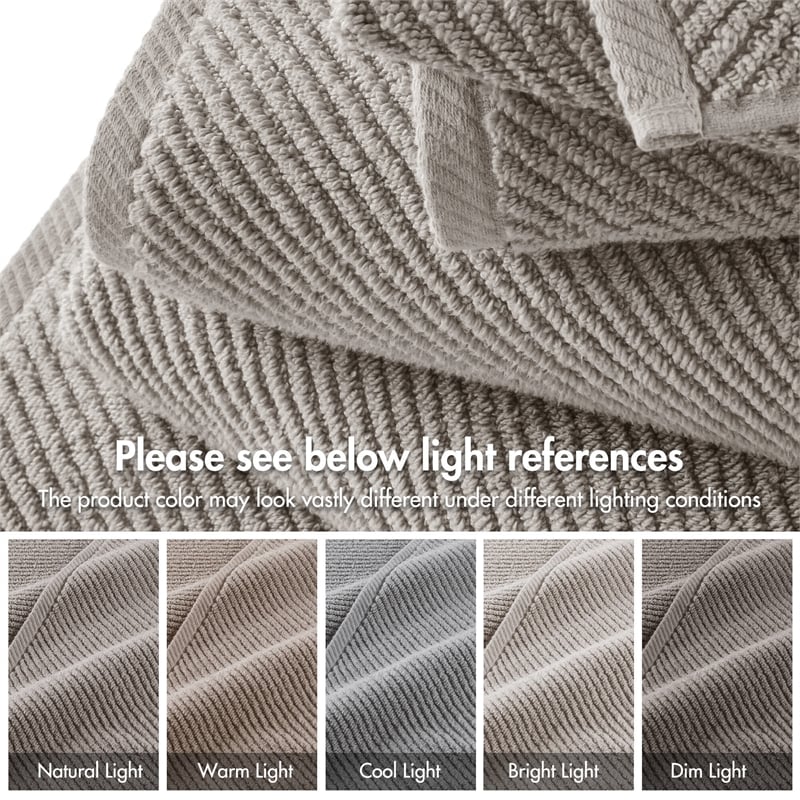 Olliix Madison Park Diagonal Ribbed 6-Piece Bath Towel Cotton in Grey