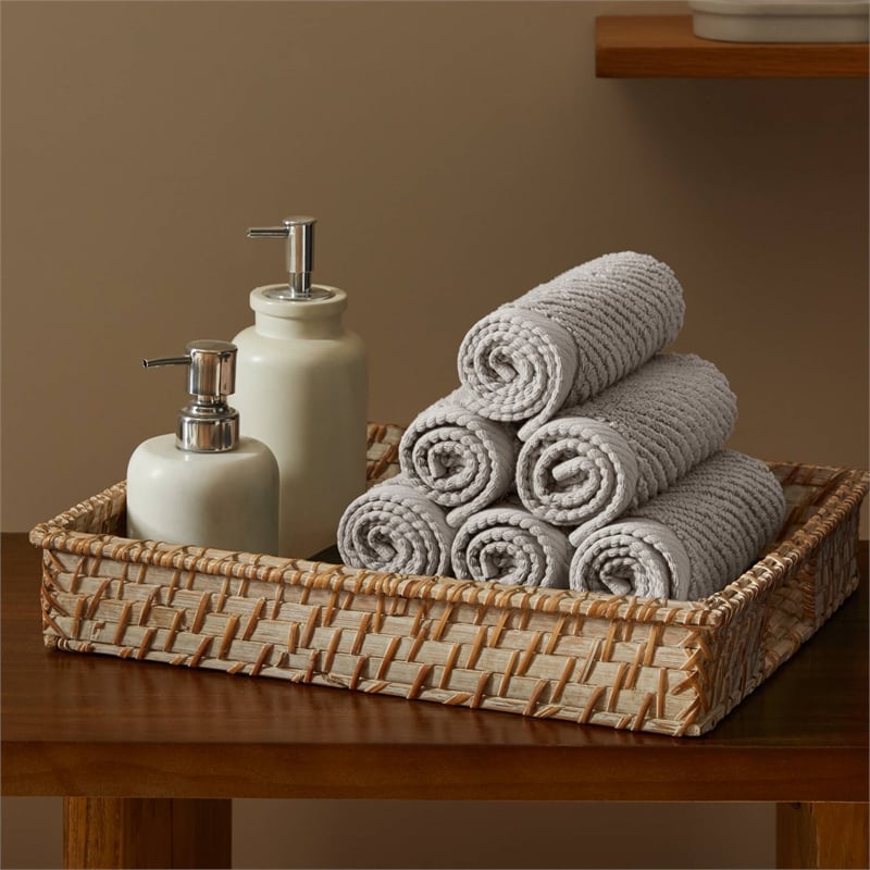 Olliix Madison Park Diagonal Ribbed 6-Piece Bath Towel Cotton in Grey