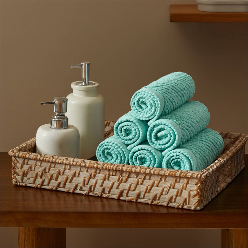 Olliix Madison Park Diagonal Ribbed 6-Piece Bath Towel Cotton in Turquoise