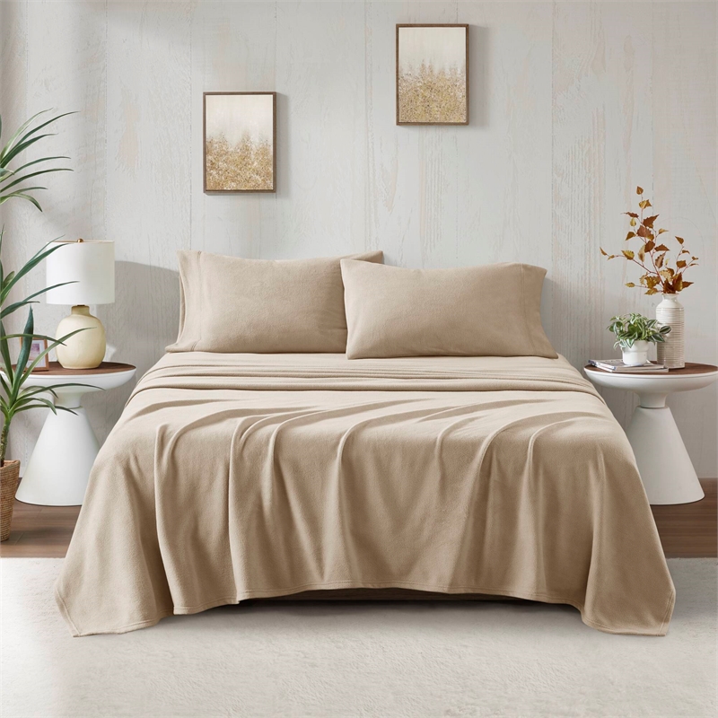 Olliix True North by Sleep Philosophy Micro Fleece Cal King Sheet Set in Khaki
