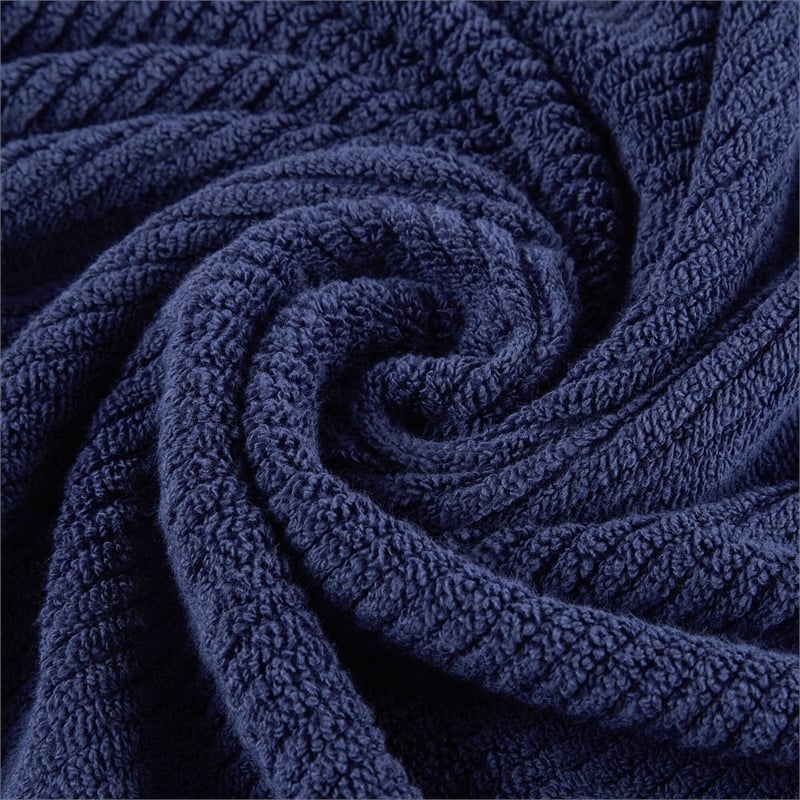 Olliix Madison Park Diagonal Ribbed 6-Piece Bath Towel Cotton in Navy
