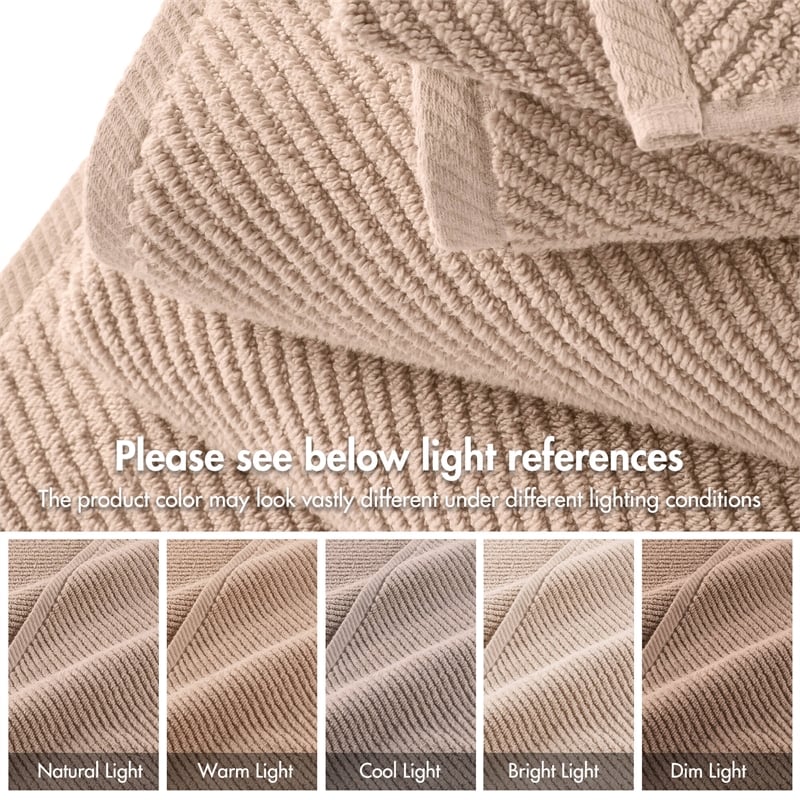 Olliix Madison Park Diagonal Ribbed 6-Piece Bath Towel Cotton in Beige