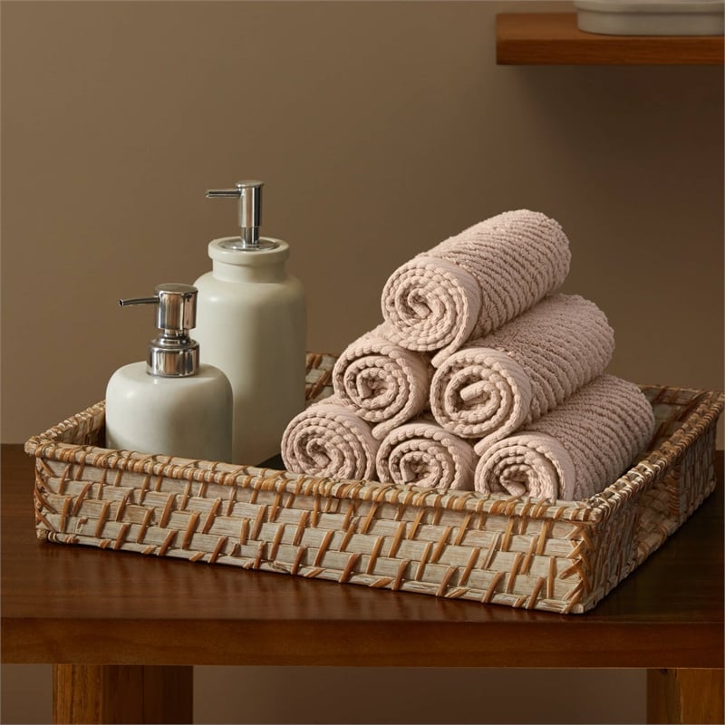 Olliix Madison Park Diagonal Ribbed 6-Piece Bath Towel Cotton in Beige