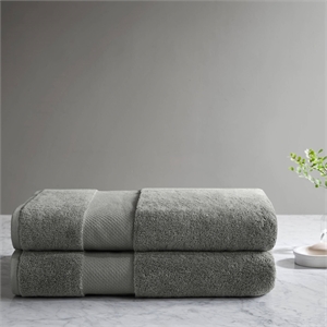 Olliix Madison Park Signature Turkish 35x70&quot - 2PK Bath Towel Cotton in Charcoal