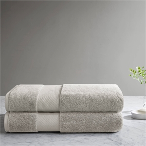 Olliix Madison Park Signature Turkish 35x70&quot - 2PK Bath Towel Cotton in Grey