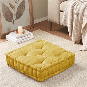 Olliix Intelligent Design Azza 20x20&quot Floor Pillow Cushion Polyester in Yellow