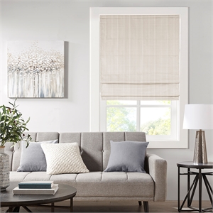 Olliix Madison Park Galen 34x64&quot Roman Shade Polyester in Ivory