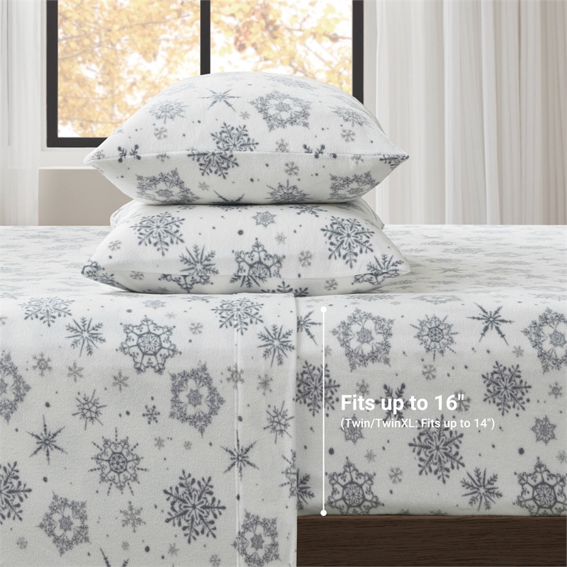 Olliix True North by Sleep Philosophy Micro Fleece Queen Sheet Set in Grey
