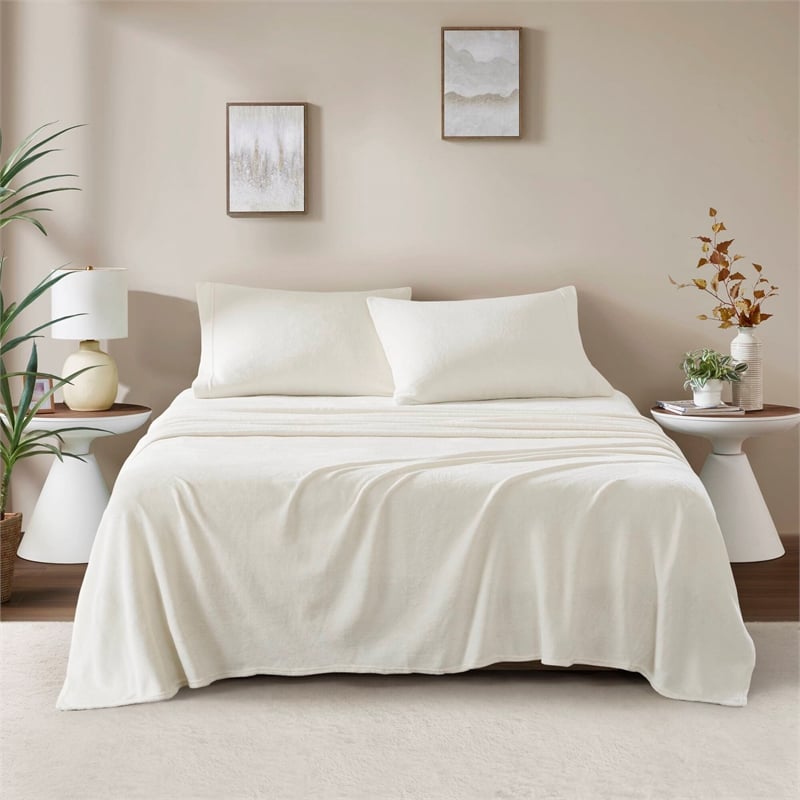 Olliix True North by Sleep Philosophy Soloft Plush Queen Sheet Set in Ivory