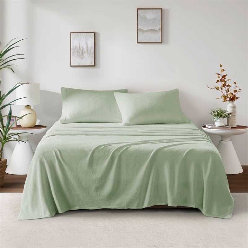 Olliix True North by Sleep Philosophy Soloft Plush Queen Sheet Set in Green