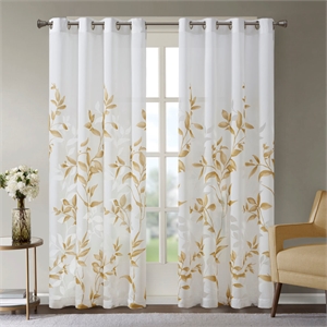 Olliix Madison Park Cecily 50x95&quot Sheer Polyester in Yellow
