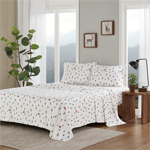 Olliix Woolrich Cotton Flannel Queen Sheet Set Cotton in Green Tree Trip