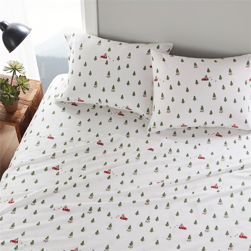 Olliix Woolrich Cotton Flannel Cal King Sheet Set Cotton in Green Tree Trip