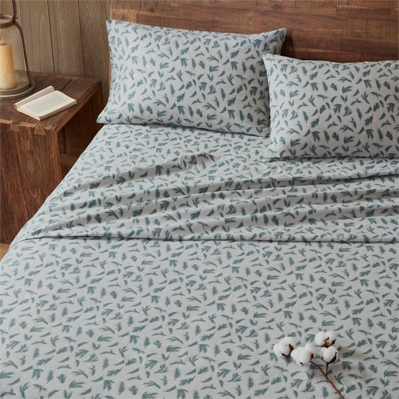 Olliix Woolrich Cotton Flannel Cal King Sheet Set Cotton in Pine Branches