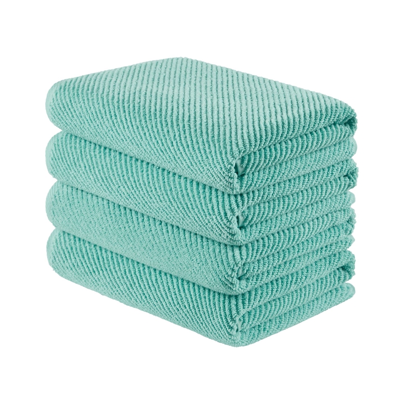 Olliix Madison Park Diagonal Ribbed 4-Piece Bath Towel Cotton in Turquoise