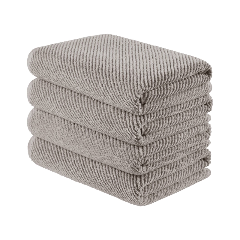 Olliix Madison Park Diagonal Ribbed 4-Piece Bath Towel Cotton in Grey